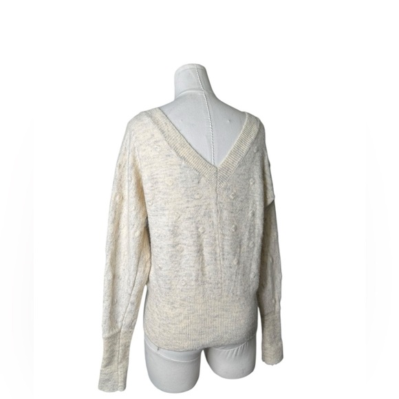 WILLIAM RAST  Oatmeal Grey Back V Neck Sweater Polka Dot Alpaca Womens XS - Picture 4 of 6